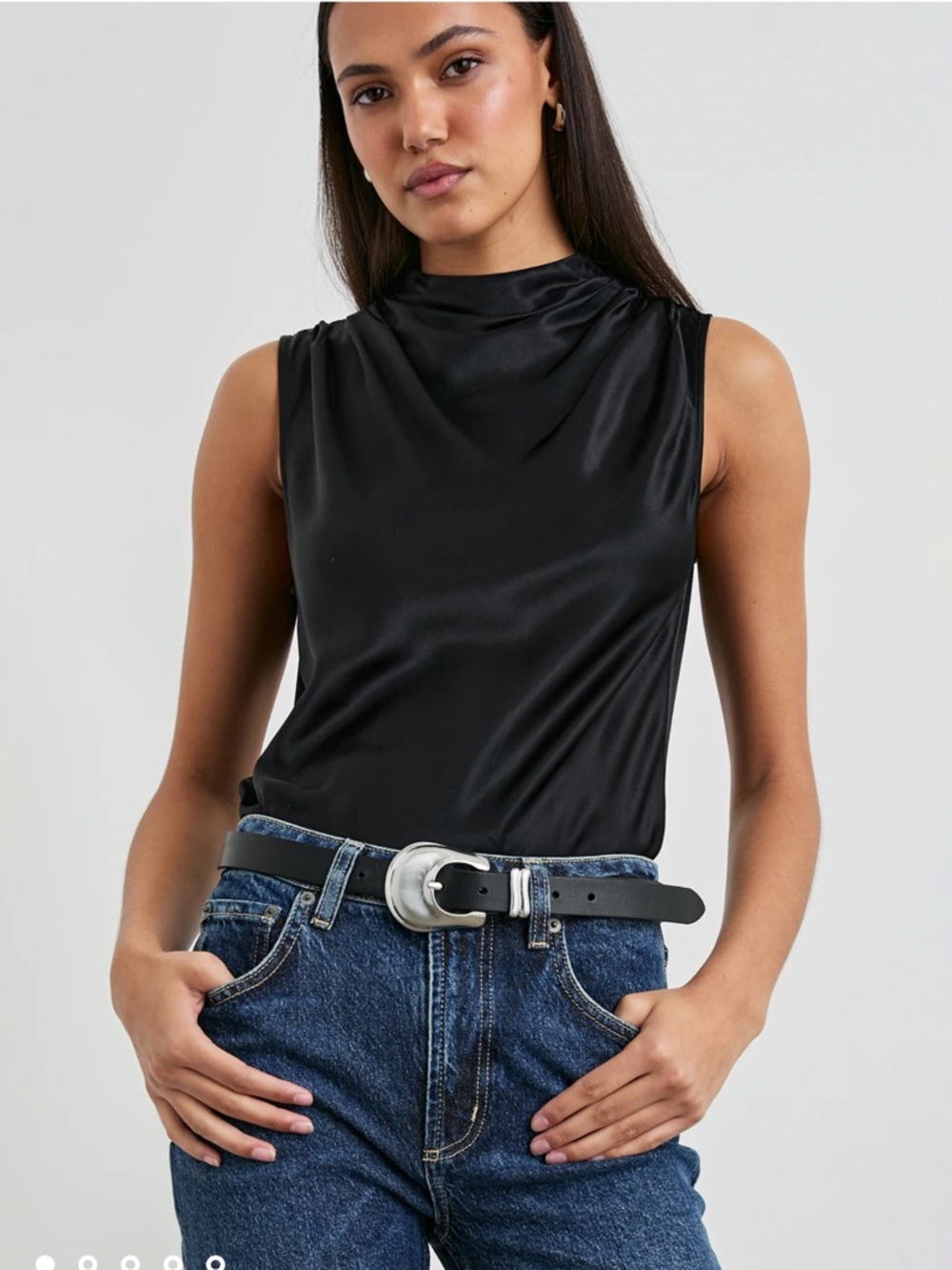 Rails Kaleen Draped Mock Neck Sleeveless Top Black Size M